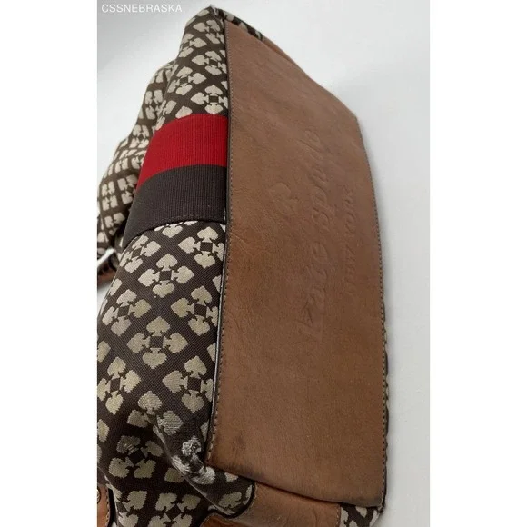 Kate Spade Brown/Cream/Scarlet Canvas, Leather Hobo Bag - Picture 7 of 12